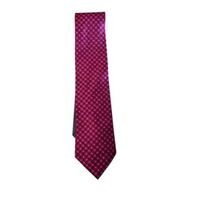 Vintage Tommy Hilfiger Men's Red Black Geometric Print Silk Tie